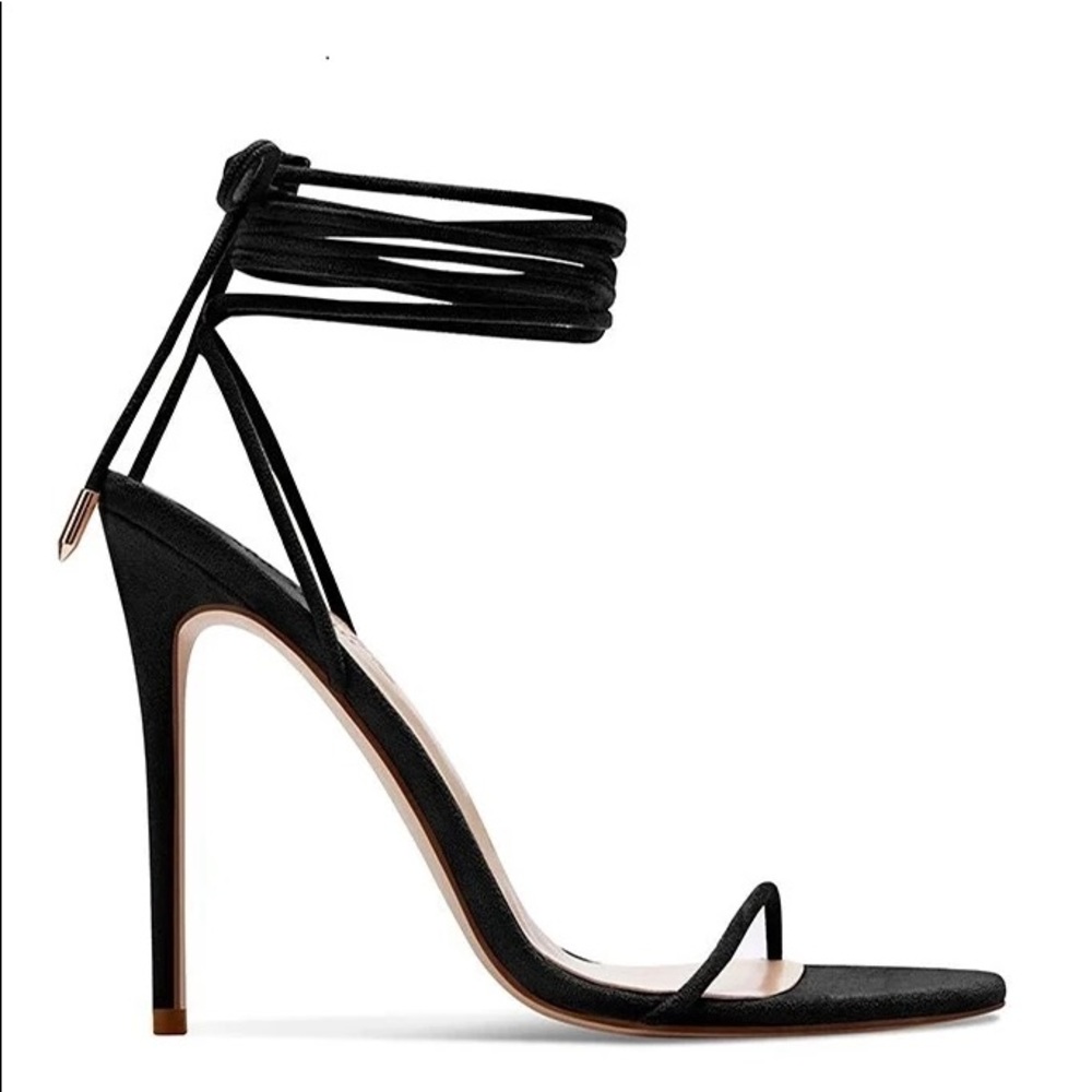 Femme LA Black lace up heels